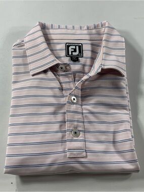 Men's Footjoy Athletic Fit Pink Golf Active Wear Polo Shirt Size Large